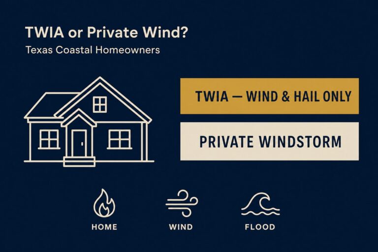TWIA wind and hail only vs private windstorm insurance for Texas coastal homeowners